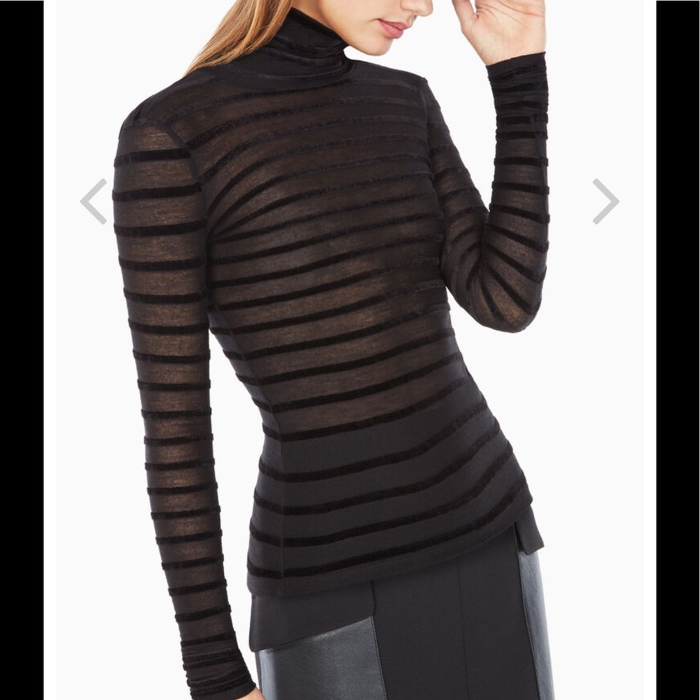 BCBG Brynne velvet striped turtle neck